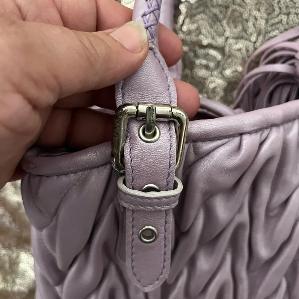 EUC Paolo Masi Lavender Quilted Leather Handbag - Picture 3 of 12